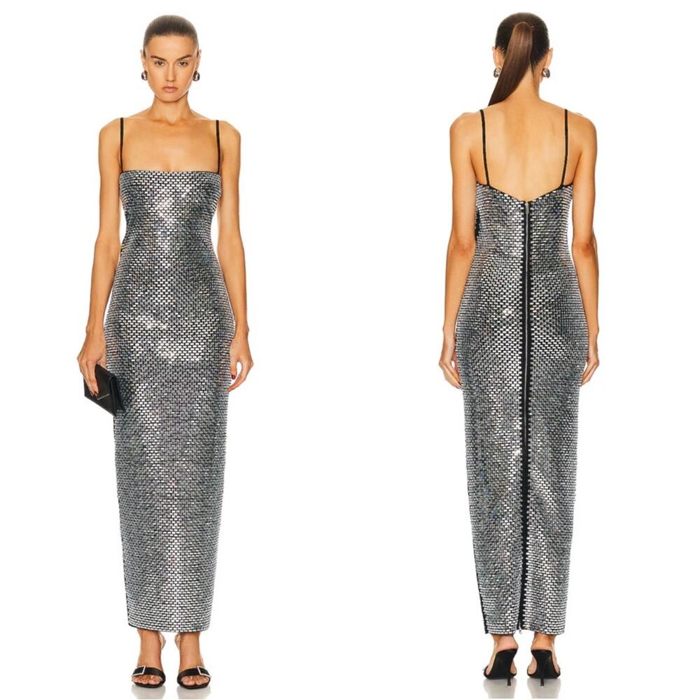 RETROFETE Kyree Crystal Embellished Knit Bodycon Maxi Dress Size Small